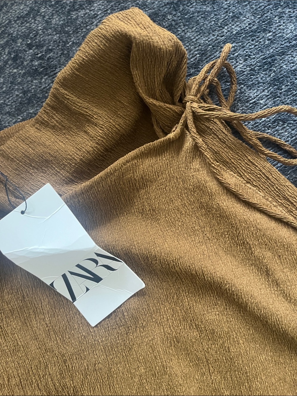 Zara Layered Wide-Leg Pants in Mustard Brown - Picture 5 of 6